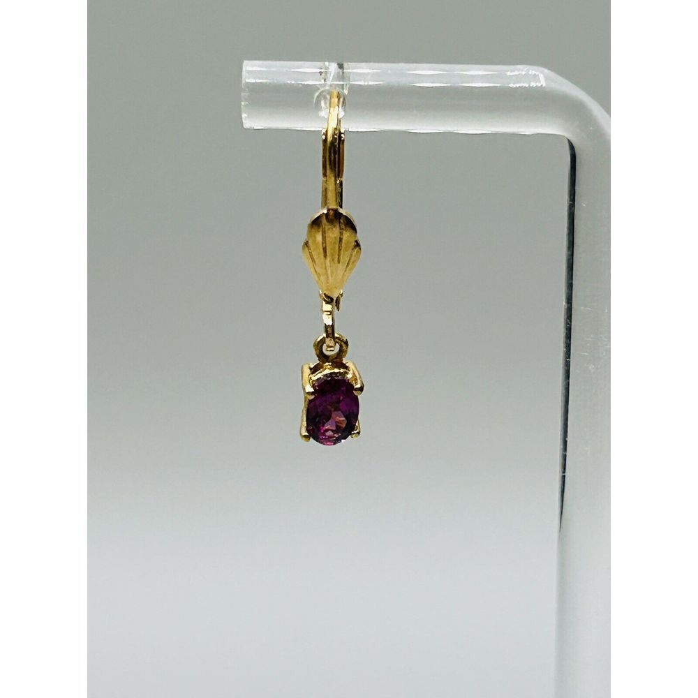 Karis Earrings Gold-tone Purple Stone Oval Prong Set Open Back Lever Back Style - Picture 2 of 10